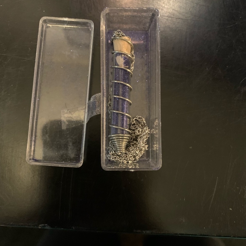 Spiral Pendant Necklace with Chain with “Fairy Dust” inside vile